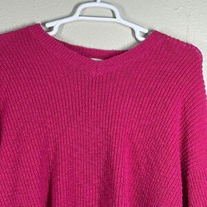 Cato Sweater Womens 22/24W Pink Distressed Hem V-Neck Long Sleeve Cotton Blend